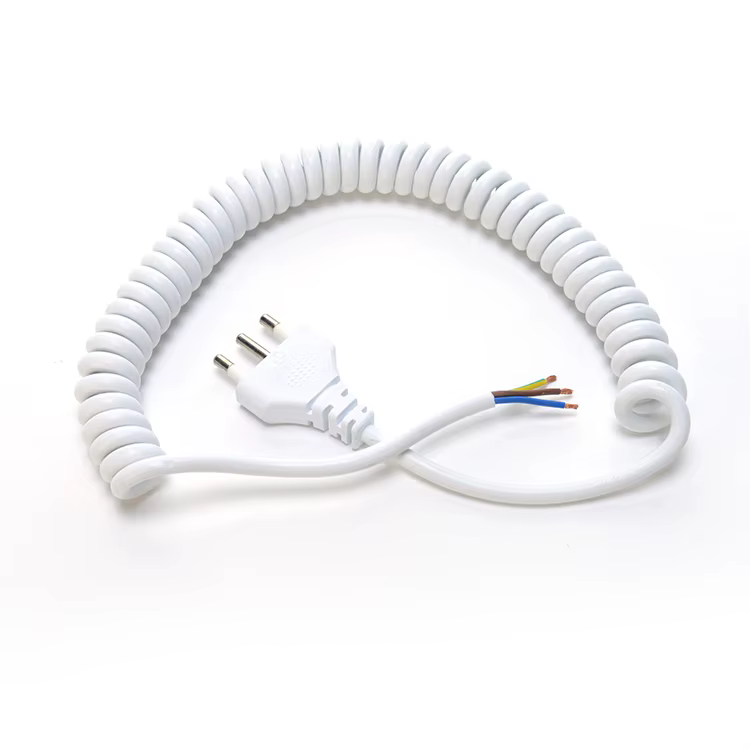 High Quality 3 Pin 16A Plug with Open End Swivel Power Cord IMQ Certificated Italian Power Cord Organizer Spiral Power Cable