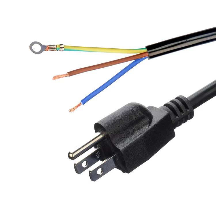 Top Quality ETL Certificated Nema Power Cable Open Ended For Laptop 15A NEMA-15P 3 Phase Plug 12 Gauge Extension Cord