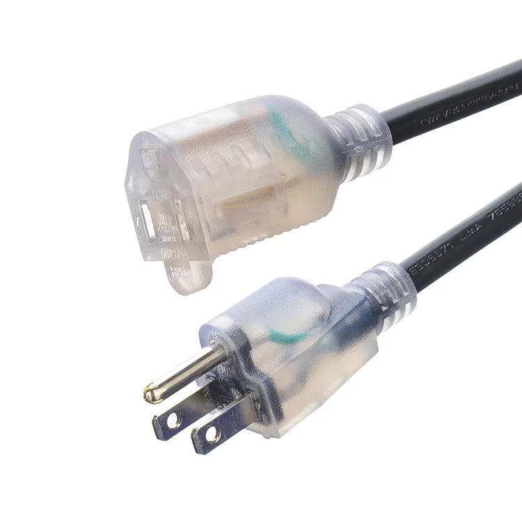 ETL 3 Pin Heavy Duty Extension Cord 25 ft for Outdoor Extension Cord with lighted End Black